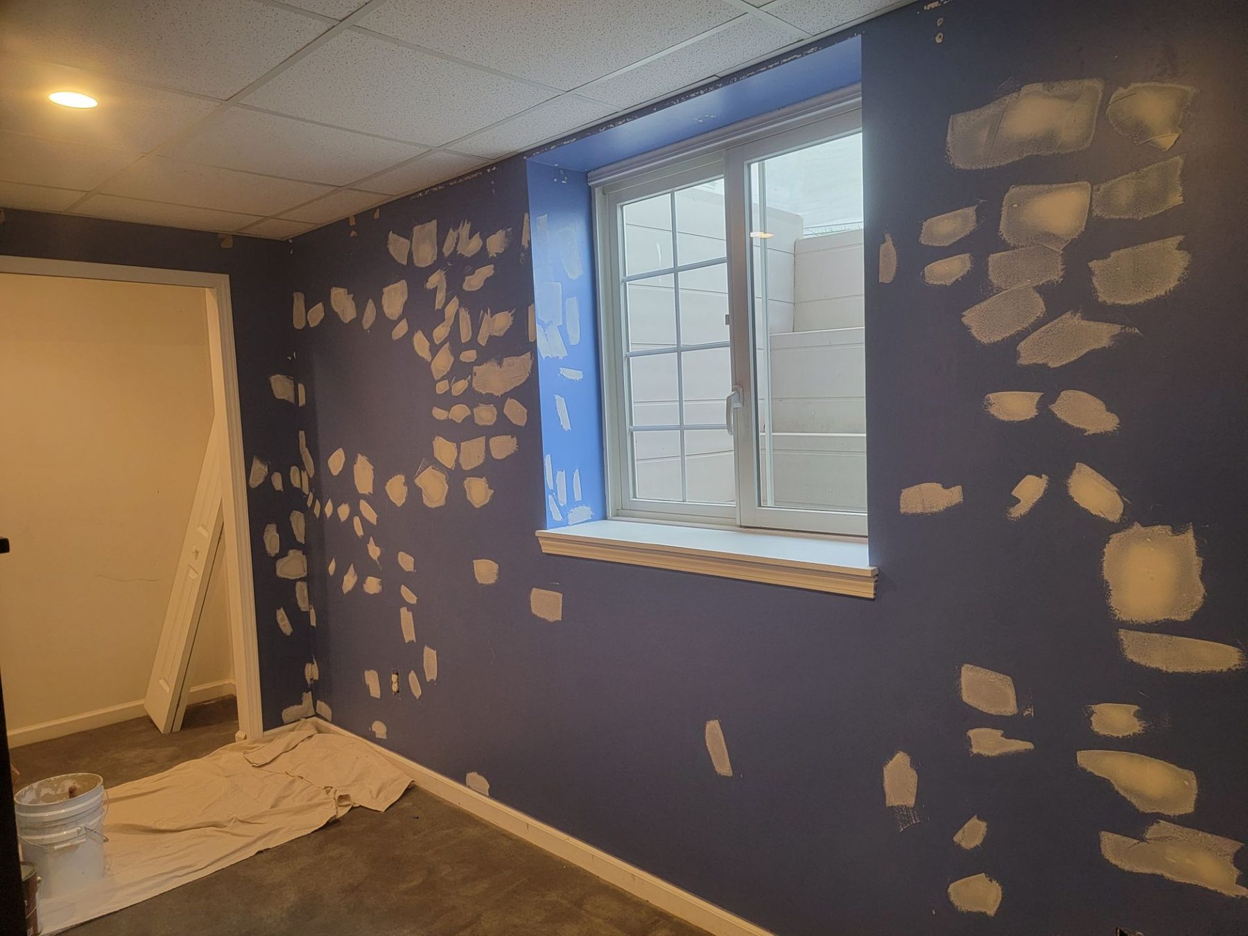 Wall patches sanded and ready for paint — Home Strategy LLC, Michigan